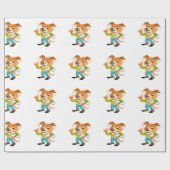 Cartoon-Hundestudentin bereitet sich auf Schule #2 Geschenkpapier (Flach)