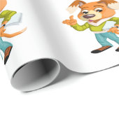 Cartoon-Hundestudentin bereitet sich auf Schule #2 Geschenkpapier (Rolleneckpunkt)