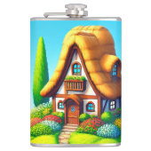 Cartoon Hütte Flachmann (Vorderseite)