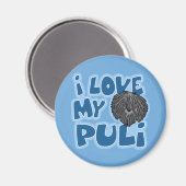 Cartoon I Liebe mein Puli Magnet (Vorderseite/Rückseite)