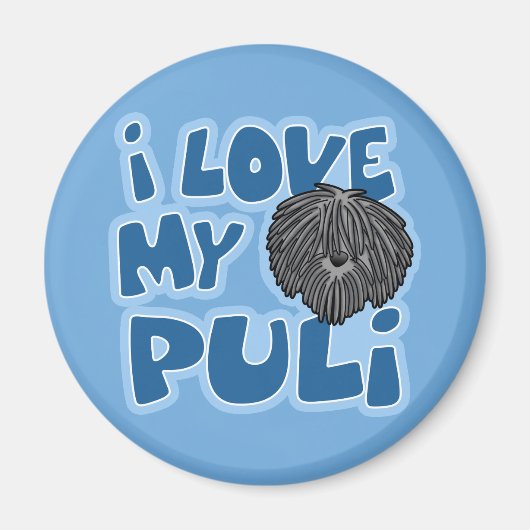 Cartoon I Liebe mein Puli Magnet (Vorne)