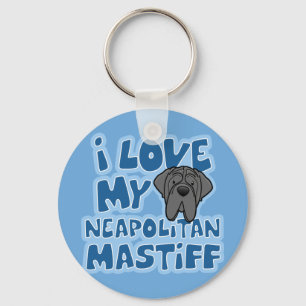Cartoon I Liebe My Neapolitan Mastiff Schlüsselanhänger