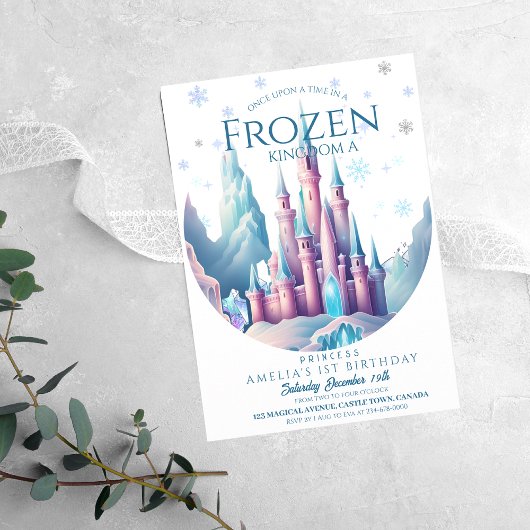 Cartoon Ice Birthday Burg 1. Party Einladung