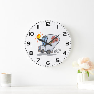 Cartoon Ice Cream Truck Spaß Sommerabend Große Wanduhr