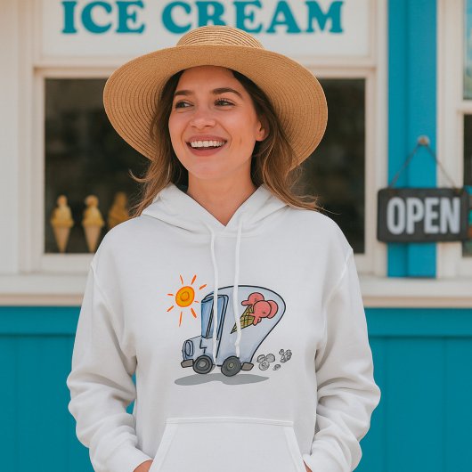Cartoon Ice Cream Truck Spaß Sommerabend Hoodie