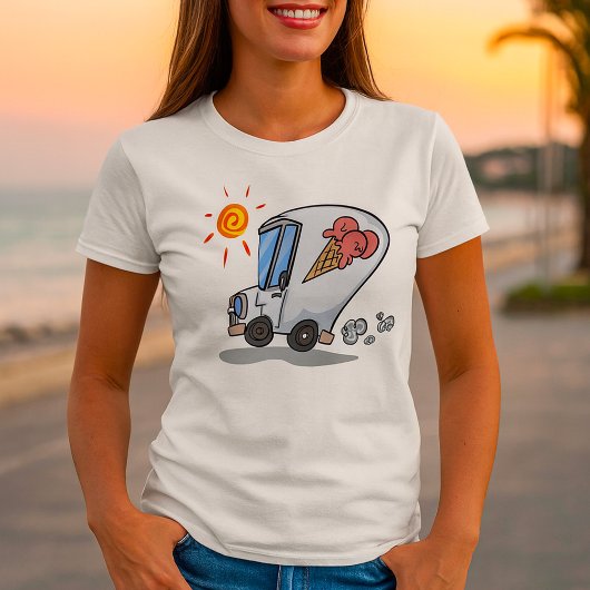 Cartoon Ice Cream Truck Spaß Sommerabend T-Shirt