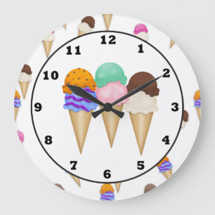 Cartoon Ice Cream wall clock Große Wanduhr