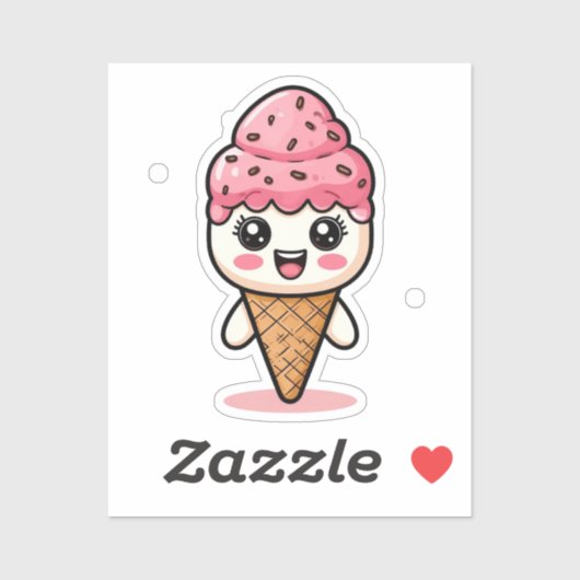 Cartoon Ice Creme Cone Aufkleber (Blatt)