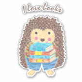 Cartoon Igel Buchmacher Vinyl Sticker (Vorderseite)