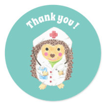 Cartoon Igel Krankenschwester danke Ihnen Umschlag