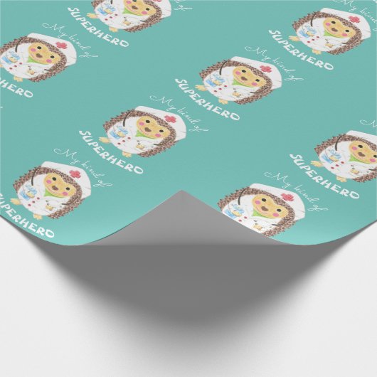 Cartoon Igel Krankenschwester | Meine Art Superhel Geschenkpapier (Ecke)