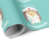 Cartoon Igel Krankenschwester | Meine Art Superhel Geschenkpapier (Rolleneckpunkt)