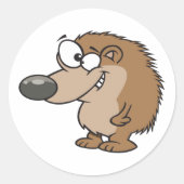 Cartoon Igel Runder Aufkleber (Vorderseite)