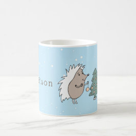 Cartoon Igel und Baum Weihnachten Kaffeetasse
