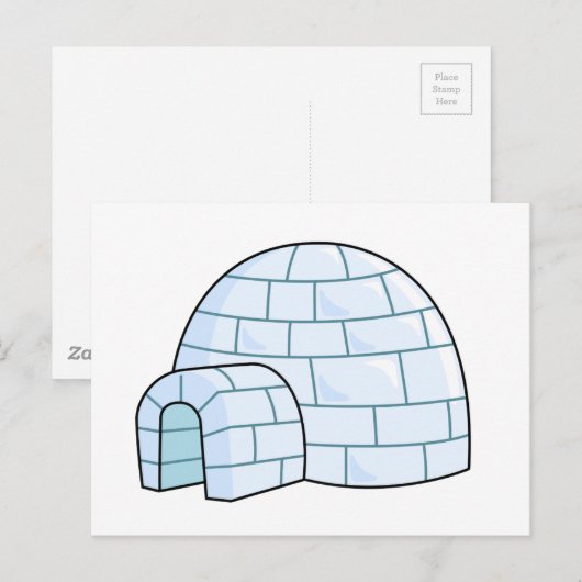 Cartoon Iglu Postkarte (Vorne/Hinten)