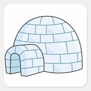 Cartoon-Iglu Quadratischer Aufkleber