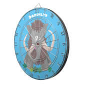 Cartoon-Illustration aus Wolle Dartscheibe (Vorderseite rechts)