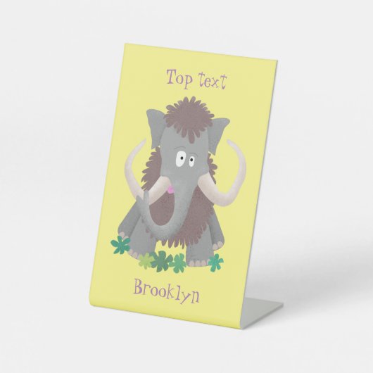 Cartoon-Illustration aus Wolle Sockelschild (Vorderseite)