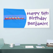 Cartoon-Illustration des Funny pelican Ruderteams Banner (Messe)