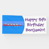 Cartoon-Illustration des Funny pelican Ruderteams Banner (Horizontal)