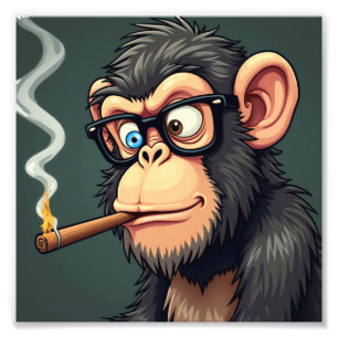 Cartoon-Illustration eines lustigen Affenrauchens Fotodruck