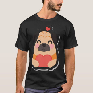 Cartoon-Illustration eines Mopses mit einem roten T-Shirt