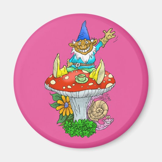 Cartoon Illustration eines schwingenden, sitzenden Magnet (Vorne)