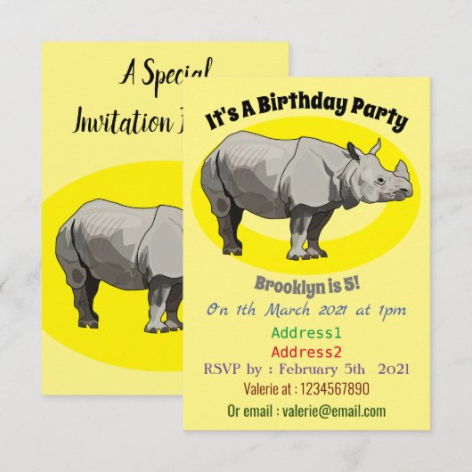 Cartoon-Illustration Einladung (Vorne/Hinten)