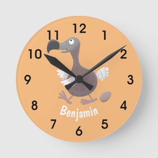 Cartoon-Illustration "Funny dodo bird" Runde Wanduhr (Vorderseite)
