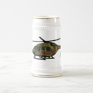 Cartoon-Illustration für Armeehubschrauber Bierglas