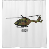Cartoon-Illustration für Armeehubschrauber Duschvorhang (Vorderseite)