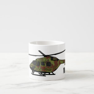 Cartoon-Illustration für Armeehubschrauber Espressotasse