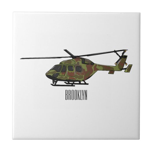 Cartoon-Illustration für Armeehubschrauber Fliese (Vorderseite)