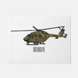 Cartoon-Illustration für Armeehubschrauber Fußmatte