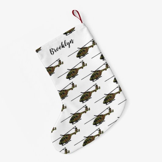 Cartoon-Illustration für Armeehubschrauber Kleiner Weihnachtsstrumpf (Rückseite (Hängend))