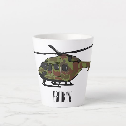 Cartoon-Illustration für Armeehubschrauber Milchtasse (Vorderseite)
