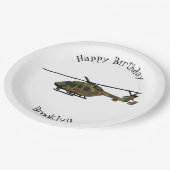 Cartoon-Illustration für Armeehubschrauber Pappteller (Schrägansicht)