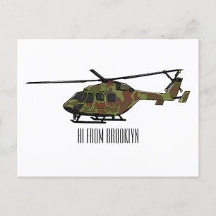 Cartoon-Illustration für Armeehubschrauber Postkarte