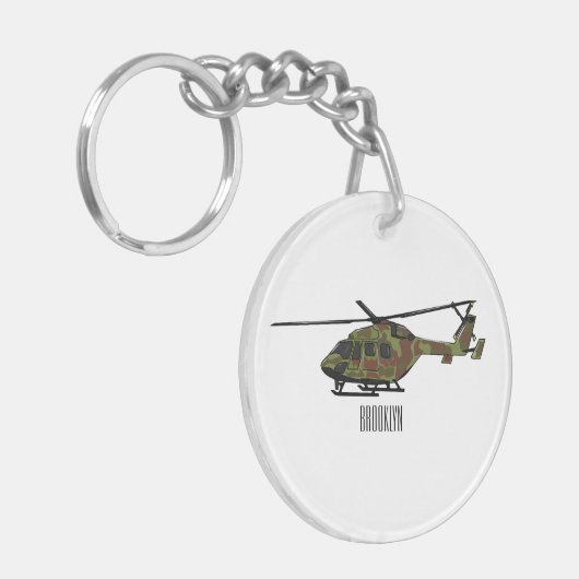 Cartoon-Illustration für Armeehubschrauber Schlüsselanhänger (Vorderseite links)