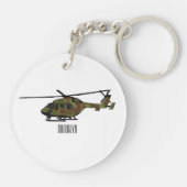 Cartoon-Illustration für Armeehubschrauber Schlüsselanhänger (Rückseite)