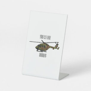 Cartoon-Illustration für Armeehubschrauber Sockelschild