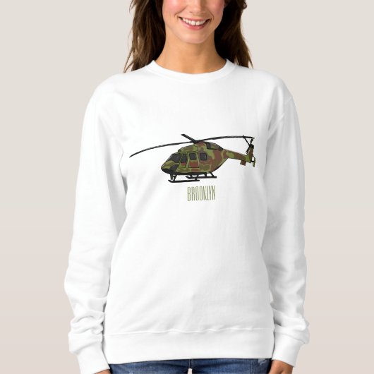 Cartoon-Illustration für Armeehubschrauber Sweatshirt (Vorderseite)