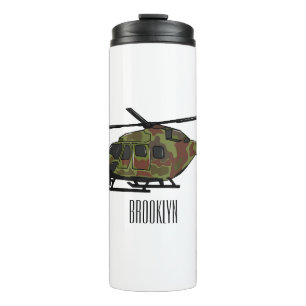 Cartoon-Illustration für Armeehubschrauber Thermosbecher