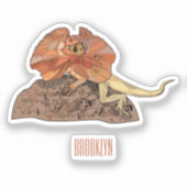 Cartoon-Illustration für den Frillenhalseidechsen Aufkleber (Vorderseite)