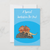 Cartoon-Illustration für den Frillenhalseidechsen Einladung (Rückseite)