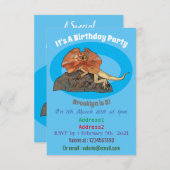 Cartoon-Illustration für den Frillenhalseidechsen Einladung (Vorne/Hinten)