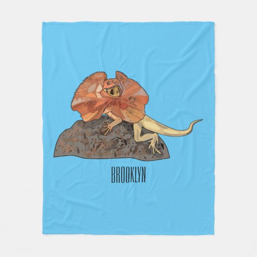 Cartoon-Illustration für den Frillenhalseidechsen Fleecedecke (Vorderseite)