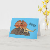 Cartoon-Illustration für den Frillenhalseidechsen Karte (Gelbe Blume)