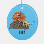 Cartoon-Illustration für den Frillenhalseidechsen Keramik Ornament (Links)