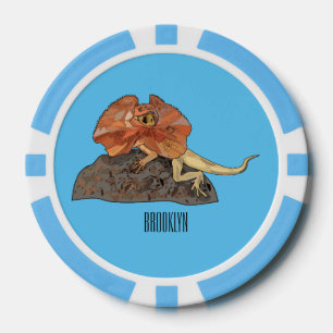 Cartoon-Illustration für den Frillenhalseidechsen Pokerchips